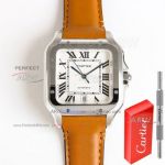 Top clone TW factory Cartier Santos Swiss 9015 movement leather strap watch 